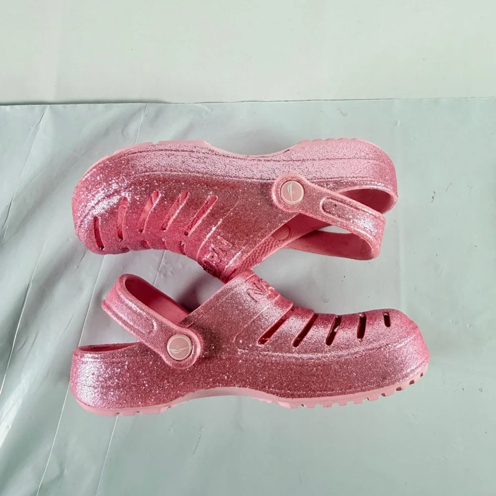 Nautica River Edge Girls 4 Clog Sandals Light Pink‎ Glitter New